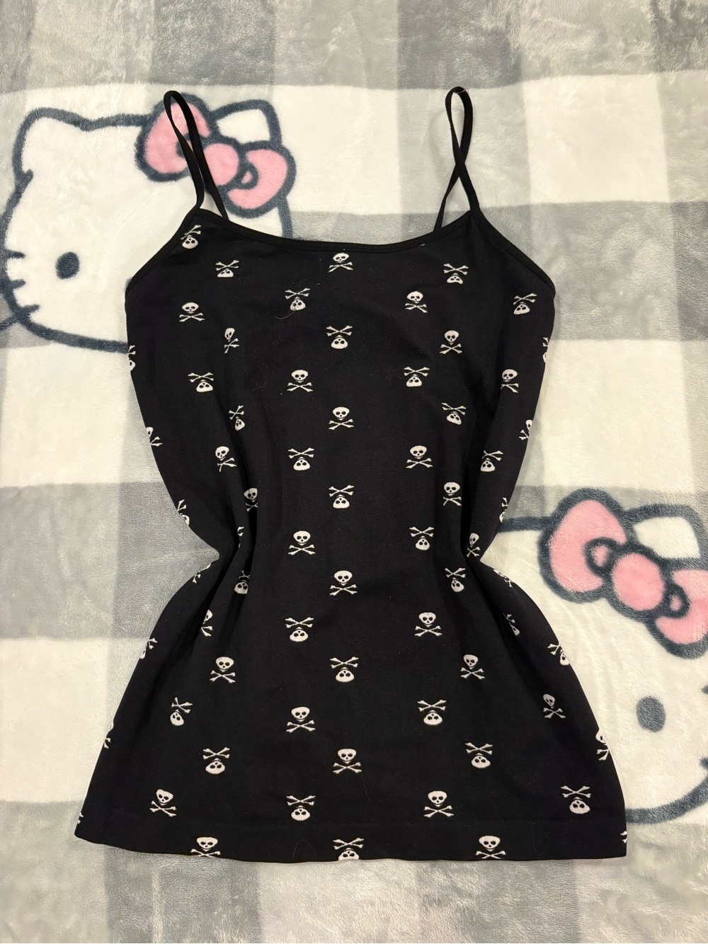 Y2K 725 Originals Black Skull & Crossbones Cami Tank Top